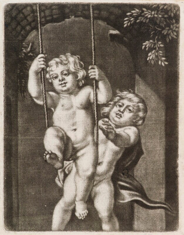 Two putto playing on a swing npg d11793