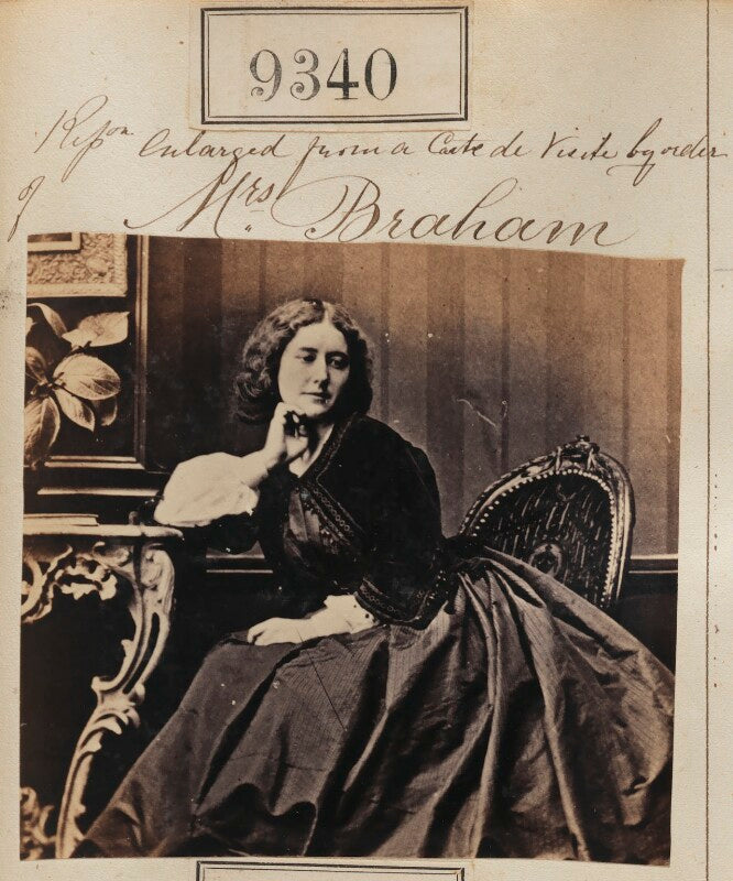 'reproduction enlarged from a carte de visite by order of mrs braham' npg ax59149