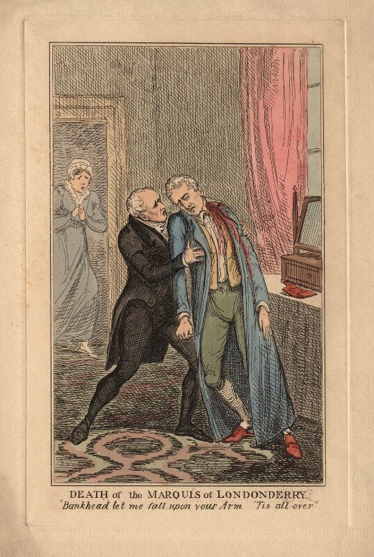 Death of the marquis of londonderry (charles bankhead; robert stewart, 2nd marquess of londonderry (lord castlereagh)) npg d13761