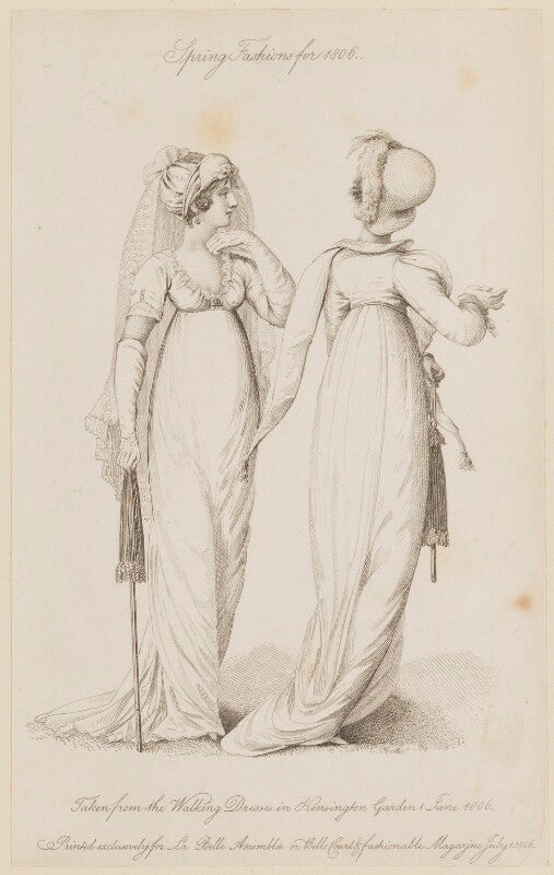 'spring fashions for 1806... walking dresses in kensington garden 1 june 1806' npg d47495
