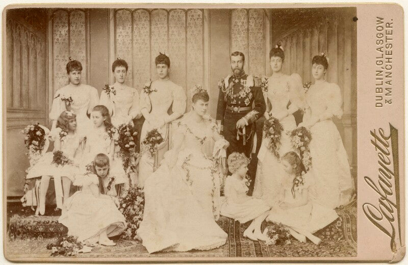 The duke and duchess of york with their bridesmaids npg x197485