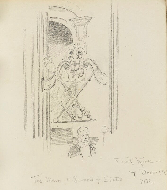 'the mace & sword of state' at mansion house ceremony (unknown man) npg d43203