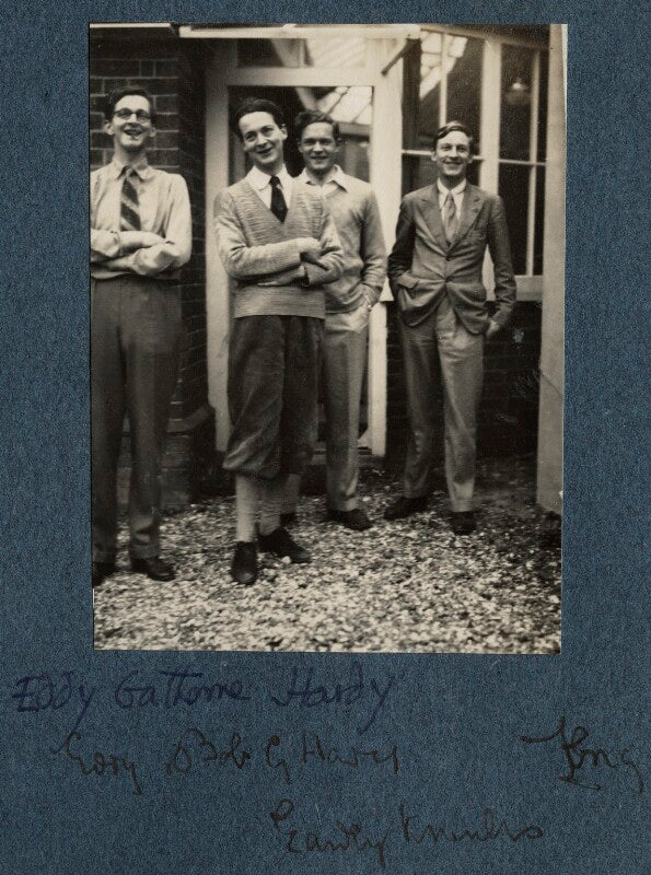 Eddie gathorne hardy; bob gathorne hardy; eardley knollys and an unknown man npg ax142501