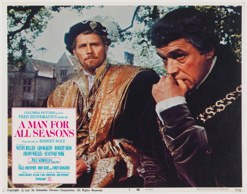 A man for all seasons lobby card 7 (robert shaw as king henry viii; paul scofield as sir thomas more) npg d48108