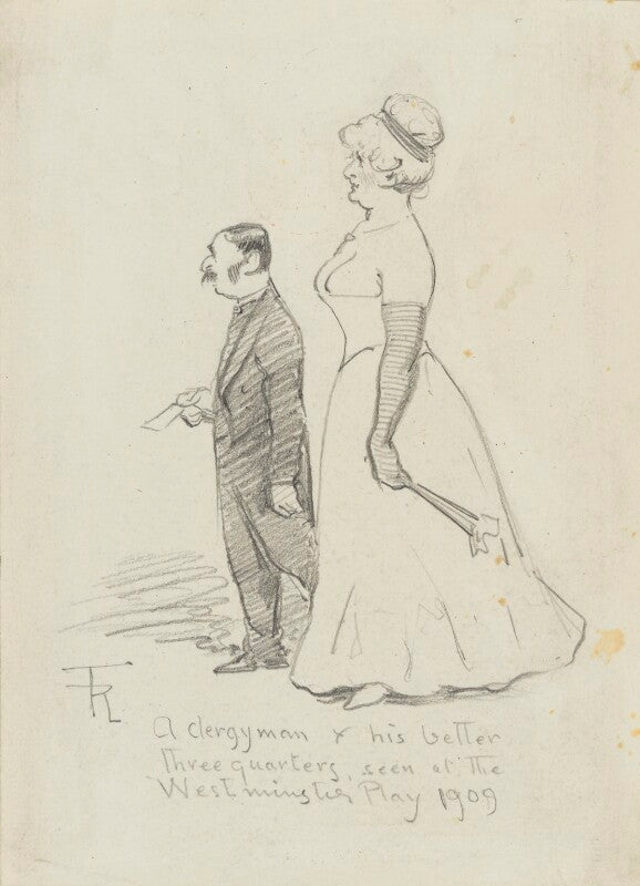'a clergyman & his better three quarters, seen at the westminster play 1909.' (two unknown sitters) npg d43126