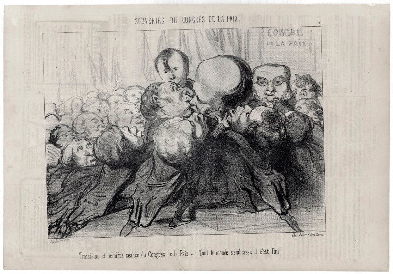 Troisième et dernière séance du congrès de la paix tout le monde s'embrasse et c'est fini! npg d18090