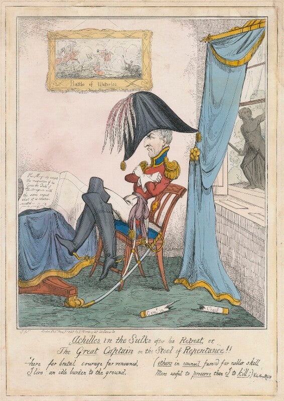 Arthur wellesley, 1st duke of wellington ('achilles in the sulks after his retreat, or, the great captain on the stool of repentance!!') npg d48698