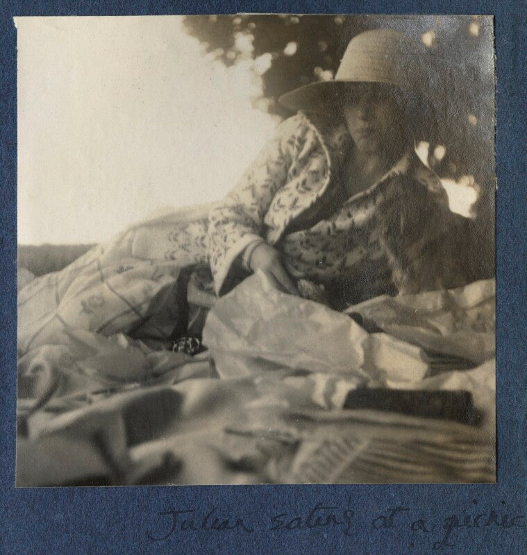 'julian eating at a picnic' (julian vinogradoff (née morrell)) npg ax141752