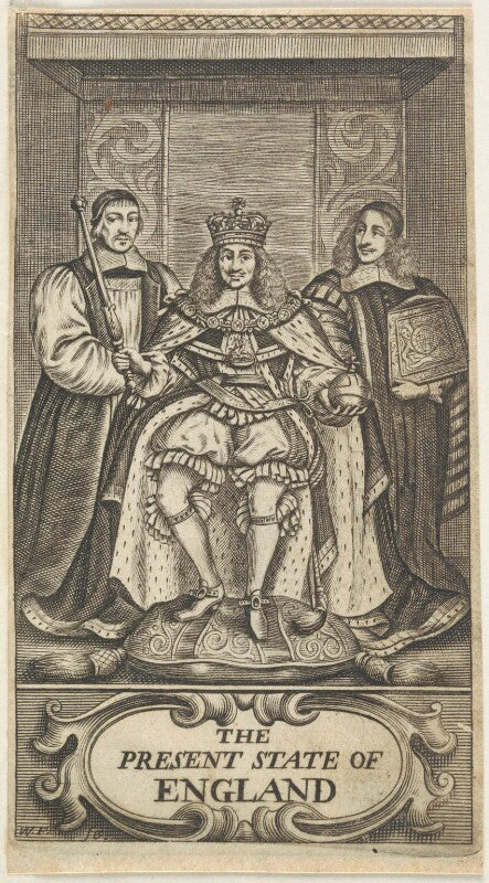 King charles ii; gilbert sheldon; sir orlando bridgeman, 1st bt npg d22689