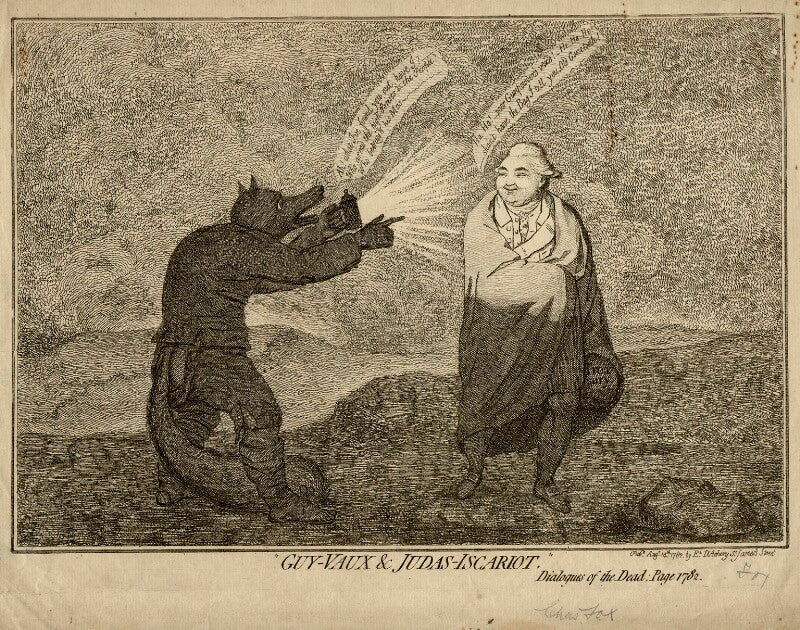 'guy vaux & judas iscariot' (charles james fox; william petty, 1st marquess of lansdowne (lord shelburne)) npg d16766