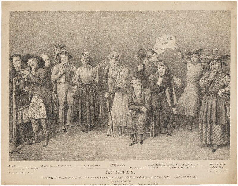 Richard yates ('portraits of him in the various characters in his entertainment entitled "yates' reminiscences"') npg d36238