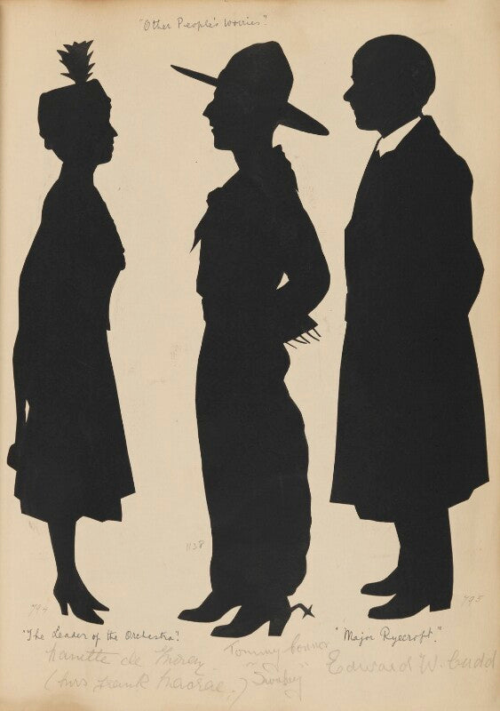 Actors in role for the play 'other people's worries', on the west pier, brighton (nanette de moray as 'the leader of the orchestra'; tommy connor as 'swabey'; edward william cudd as 'major ryecroft') npg d46424