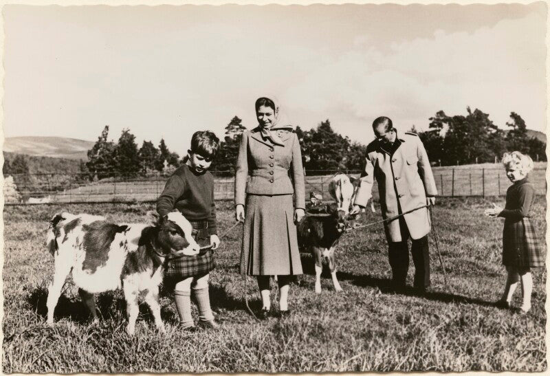 'the royal family at balmoral' (king charles iii; queen elizabeth ii; prince philip, duke of edinburgh; princess anne) npg x193032
