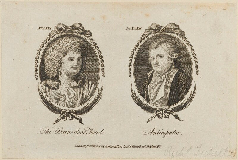 'the barn door fowl and anticipator' (mrs barnes; richard tickell) npg d14142