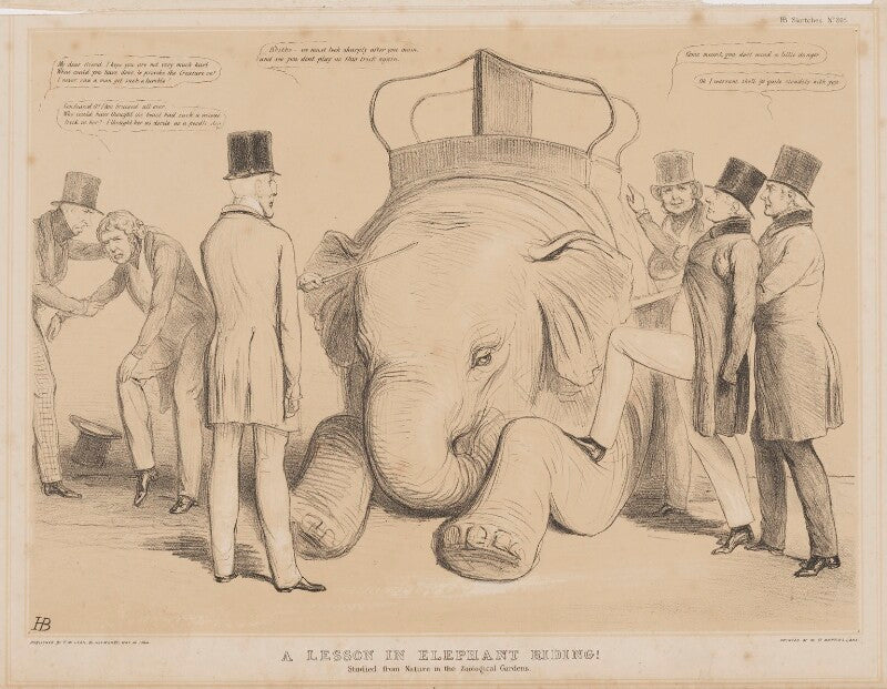 A lesson in elephant riding! npg d46363