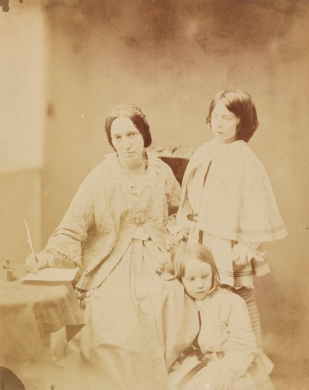 Julia margaret cameron with her two children, henry herschel hay and charlie hay npg p148