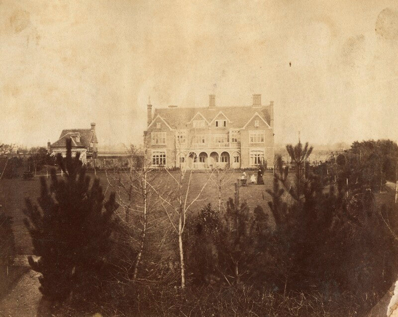 Probably eveleen myers (née tennant); leopold hamilton myers; silvia constance myers at leckhampton house, cambridge npg ax68358