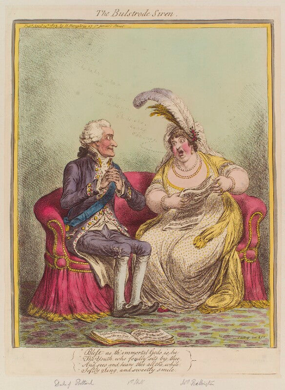 'the bulstrode siren' (william henry cavendish bentinck, 3rd duke of portland; elizabeth billington (née weichsel)) npg d12805