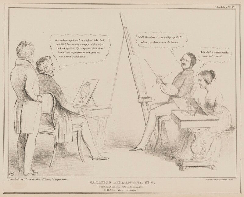Vacation amusements. no.4. cultivating the fine arts. etching, &c. npg d41588