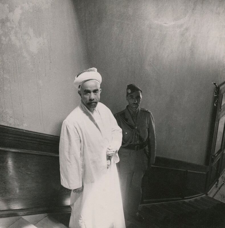 Abdullah bin husayn, emir of transjordania in his palace at amman and an unknown man npg x126297