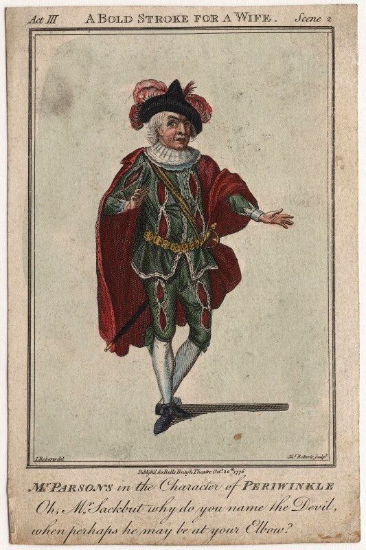 William parsons as periwinkle in 'a bold stroke for a wife' npg d8436