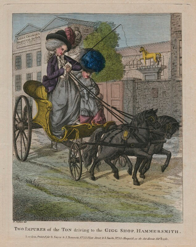 'two impures of the ton driving to the gigg shop, hammersmith.' npg d47141