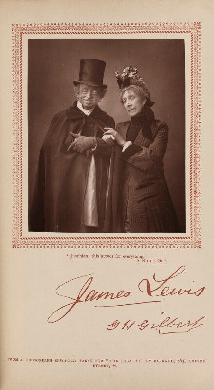 James lewis as justinian babbit; mrs george henry gilbert (ann hartley) as mrs zantippa babbit in 'a night off' npg ax29794