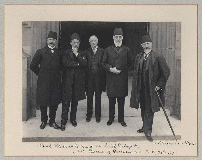 Mehmed talat pasha and philip james stanhope, baron weardale with two other turkish delegates npg x135595