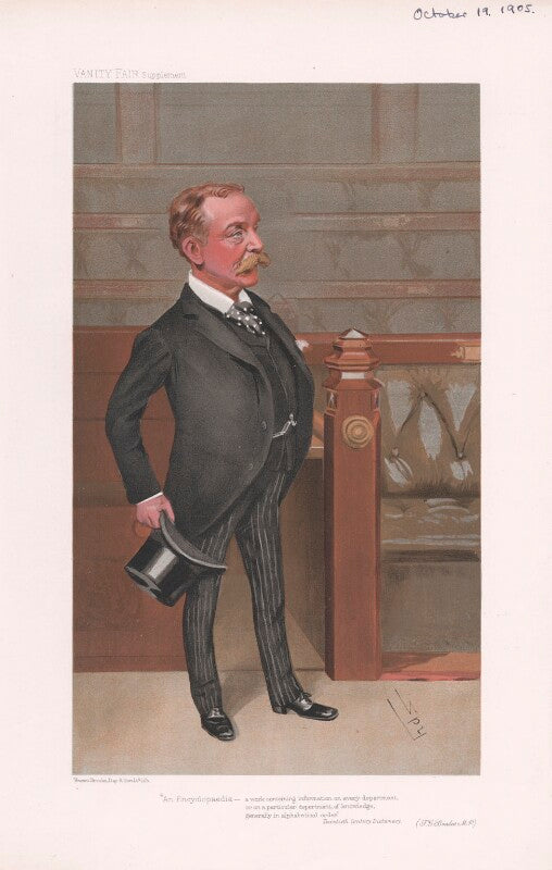 Thomas gibson bowles ('men of the day. no. 976. "'an encyclopaedia a work containing information on every department, or on a particular department. of knowledge, generally in alphabetical order.' twentieth century dictionary"') npg d45297