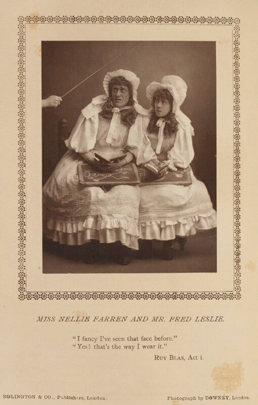 Fred leslie as don caesar de bazan; ellen ('nellie') farren as ruy blas in 'ruy blas and the blasé roué' npg ax9360