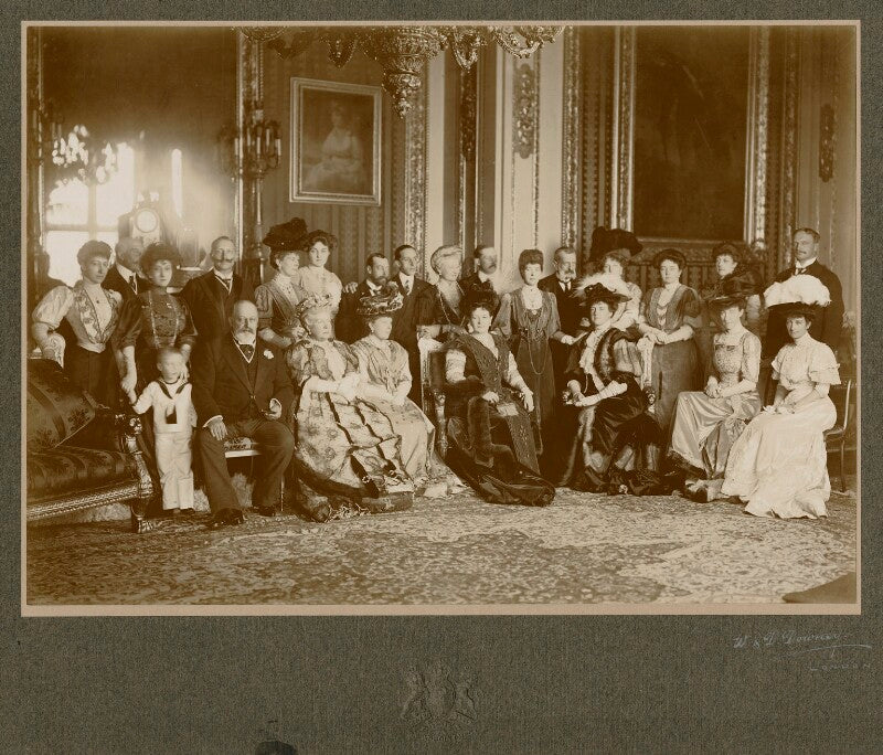 Royal group in the crimson drawing room at windsor castle npg x1585