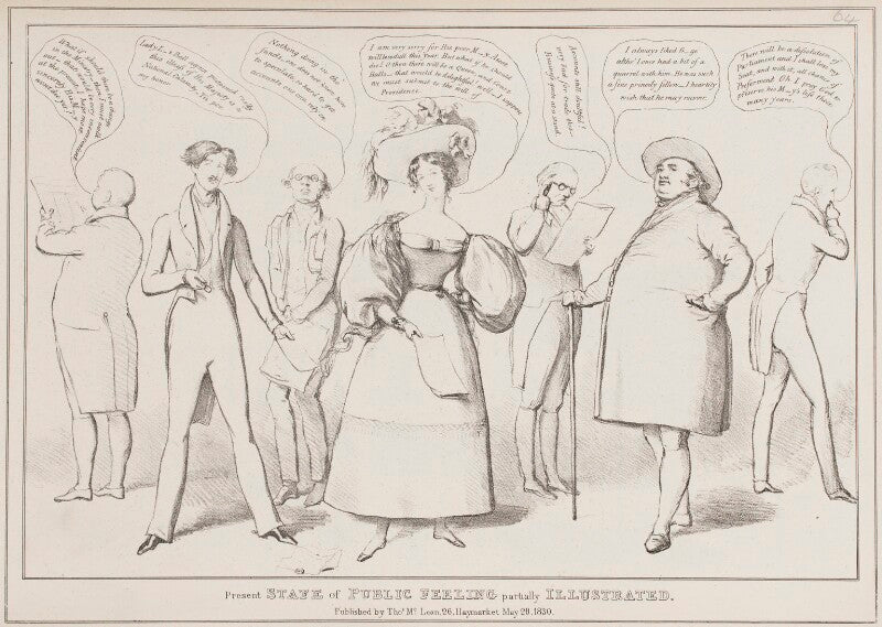 Present state of public feeling partially illustrated (includes john bull and six other figures) npg d40999