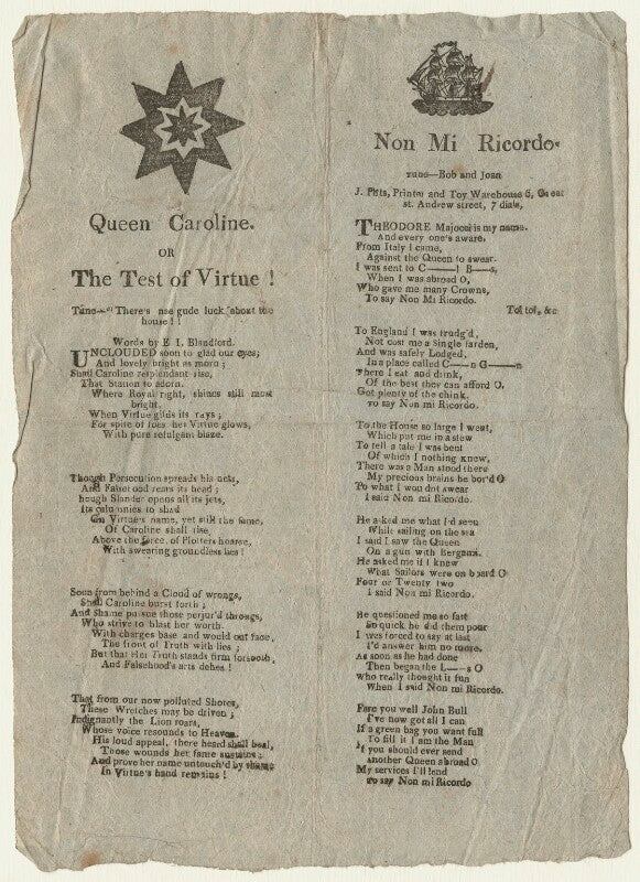 Verses on the divorce of queen caroline npg d21569