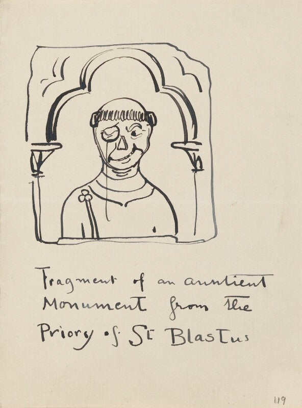 'fragment of an auntient monument from the priory of st blastus' (unknown sitter) npg d43178
