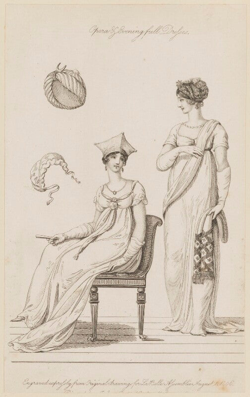 'opera & evening full dresses', august 1806 npg d47499
