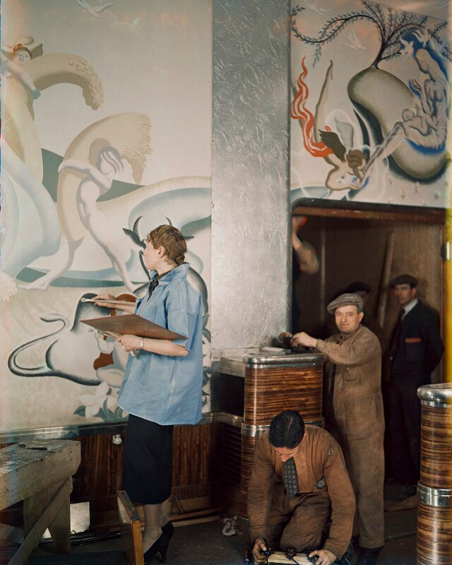 Anna zinkeisen working on the panels in the ballroom of the rms queen mary npg x220830