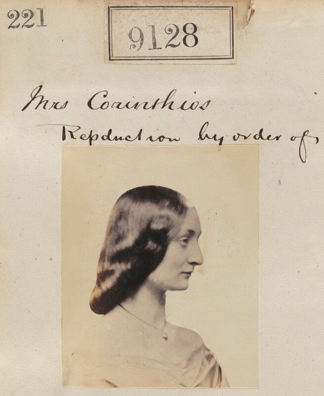 Unknown woman ('reproduction by order of mrs corinthius') npg ax58950