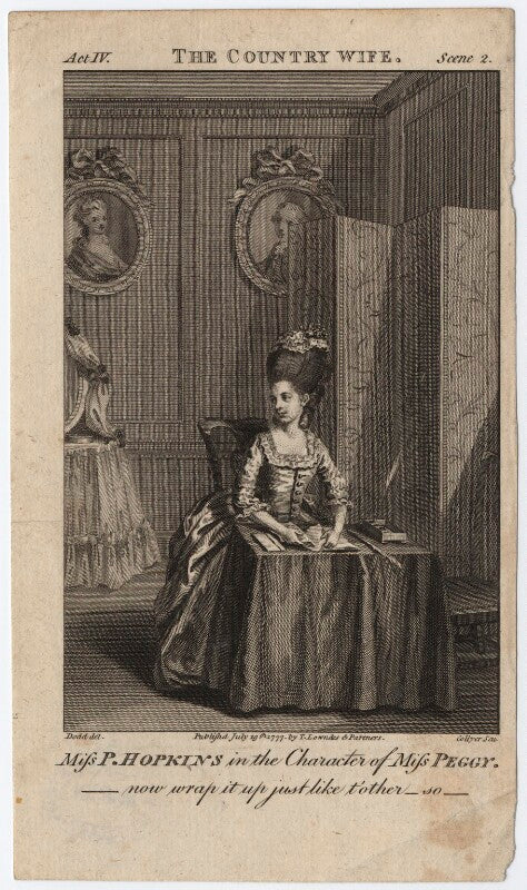 Priscilla kemble (née hopkins) when miss hopkins; as miss peggy in garrick's 'the country girl' npg d8669