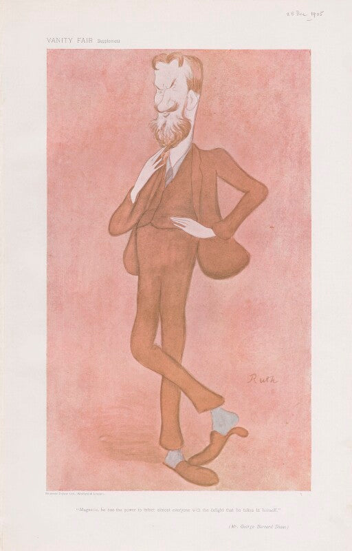 George bernard shaw ('men of the day. no. 995. "magnetic, he has the power to infect almost everyone with the delight that he takes in himself. (mr. george bernard shaw.)"') npg d45307