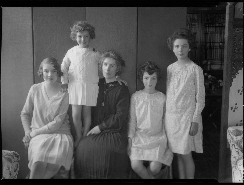 Lady elisabeth mary babington smith (née bruce) with four of her daughters npg x42546