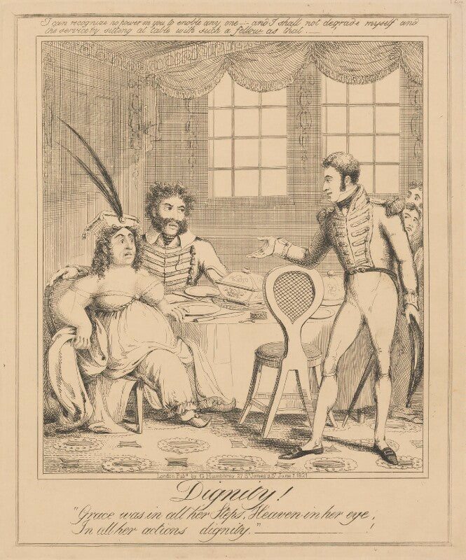 Dignity! (princess caroline of brunswick wolfenbüttel; bartolomeo pergami; probably sir samuel john brooke pechell, 3rd bt) npg d17907b