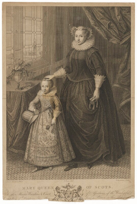 Unknown child called king james i of england and vi of scotland and an unknown woman called mary, queen of scots npg d31818