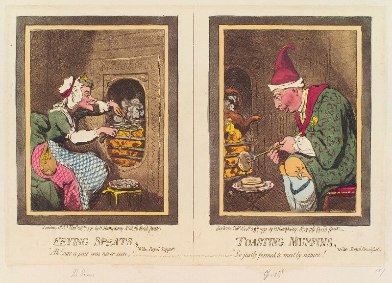 'frying sprats, toasting muffins' (charlotte of mecklenburg strelitz; king george iii) npg d12433