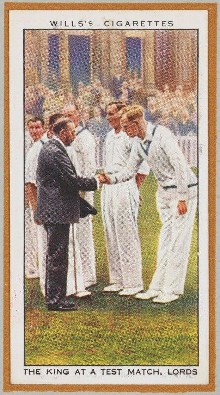 'the king at a test match, lords' (king george v; hedley verity; william eric ('bill') bowes and others) npg d47255