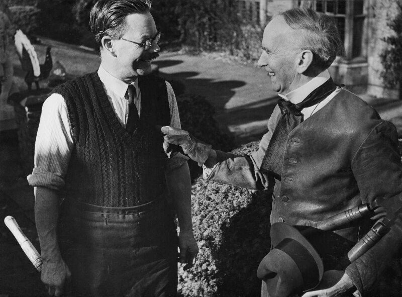 Frank salisbury with his gardener npg ax76069