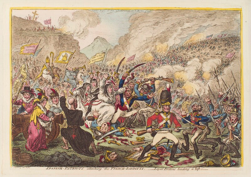 'spanish patriots attacking the french banditti loyal britons lending a lift' npg d12911