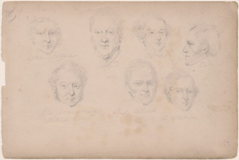 Possibly lord petres and six unknown sitters, including two marked 'clifford' npg d23313(55)