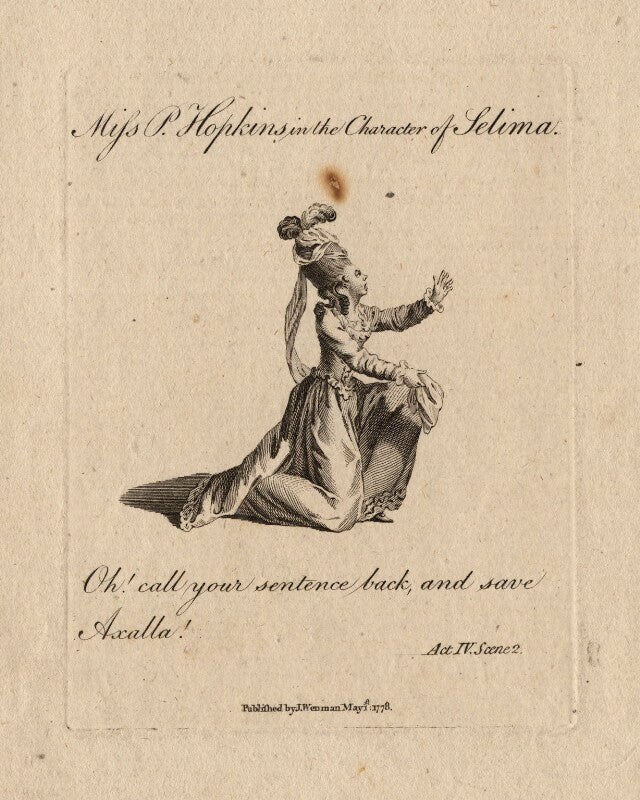 Priscilla kemble (née hopkins) when miss hopkins; as selima in collier's 'selima and azor' npg d8672