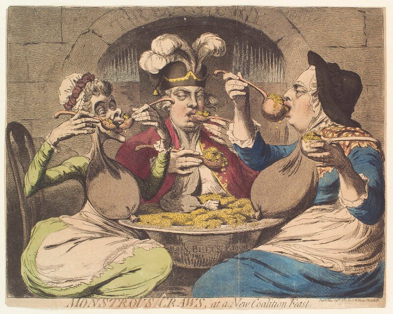 'monstrous craws, at a new coalition feast' (charlotte of mecklenburg strelitz; king george iv; king george iii) npg d13062