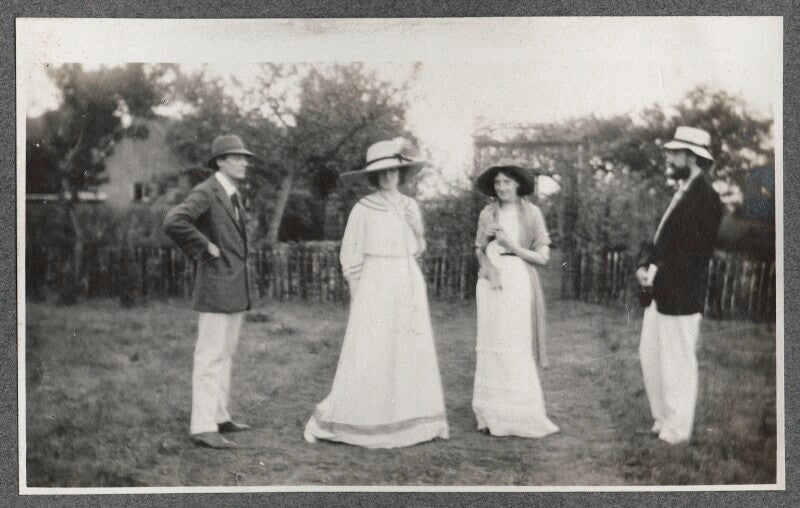 Lady ottoline morrell; virginia woolf; lytton strachey and an unknown man npg ax140271
